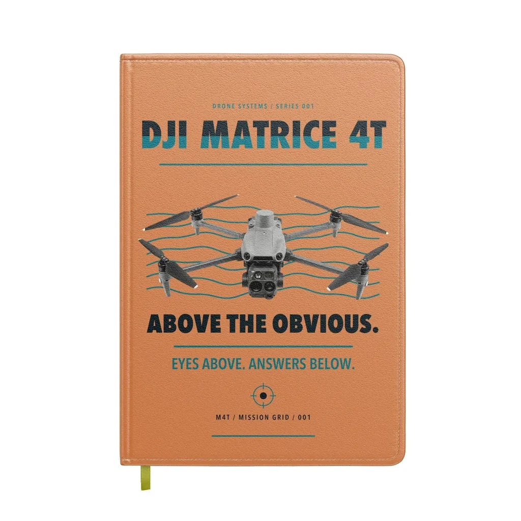 DJI Matrice 4T design on orange notebook