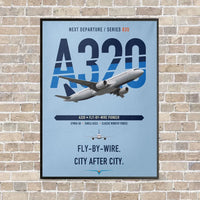 Thumbnail for Airbus A320 vertical canvas print - framed - light blue background