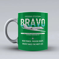 Thumbnail for Cessna Citation Bravo design on green ceramic mug, double-side print