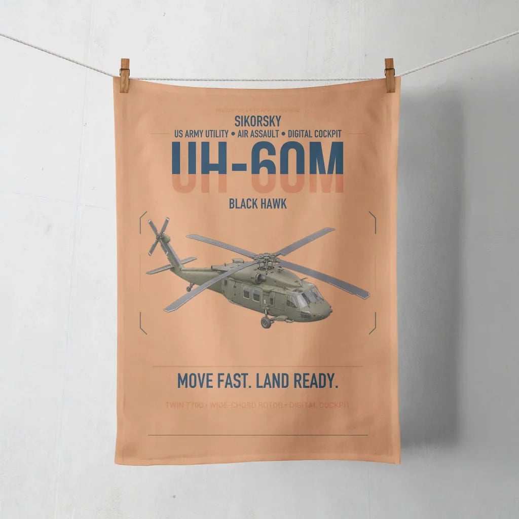 Sikorsky UH-60M Black Hawk design on orange towel