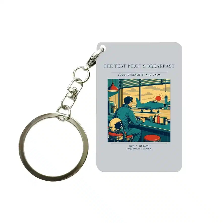VINTAGE G4457 - The Test Pilot's Breakfast - Designed Key Chain design on lightgray