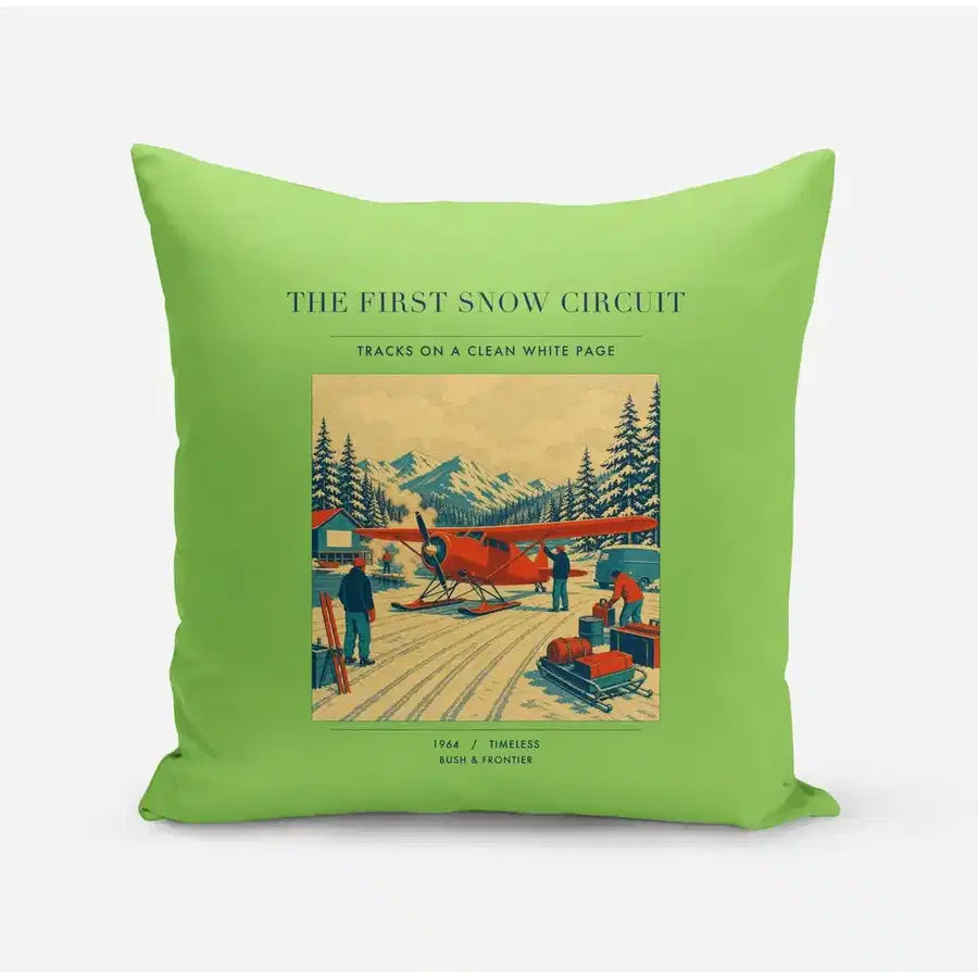 VINTAGE G4480 - The First Snow Circuit - Designed Pillows design on lightgreen