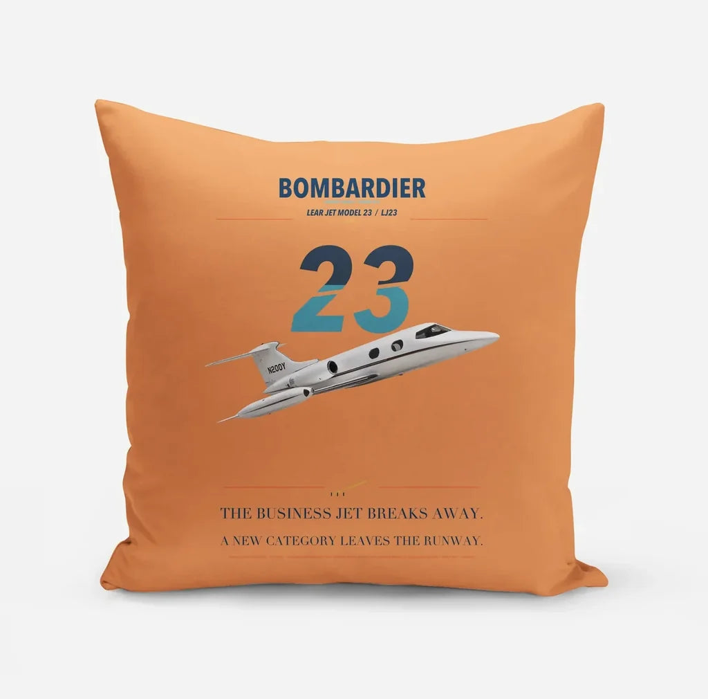 Bombardier Learjet 23 design on orange pillow