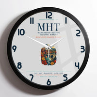 Thumbnail for Manchester–Boston Regional Airport (MHT) design on light gray framed wall clock