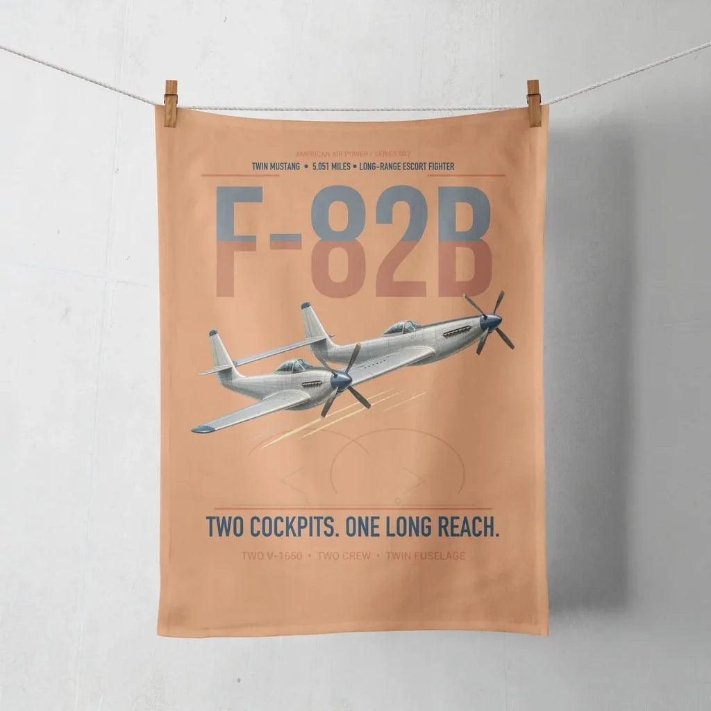 F-82B Twin Mustang design on orange towel