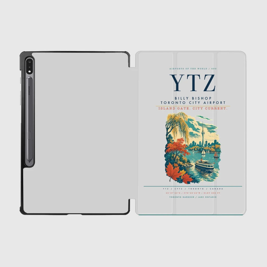 Billy Bishop Toronto City Airport (YTZ) design on light gray samsung tablet tablet case