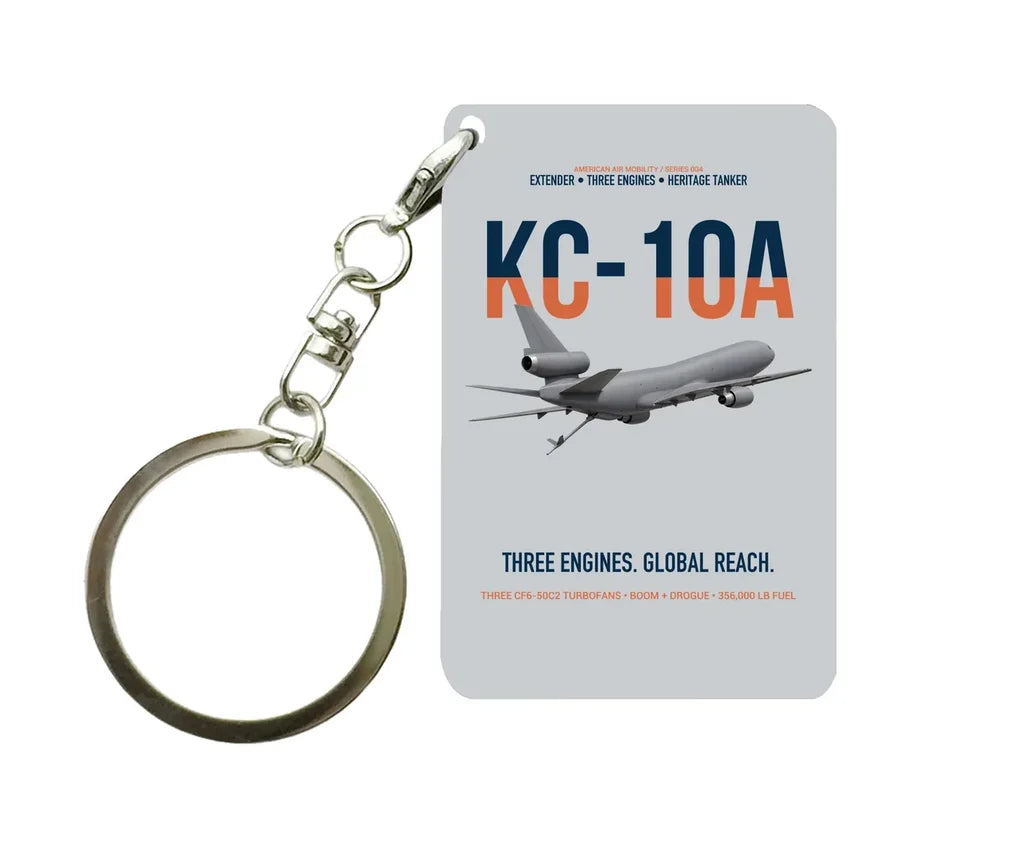 KC-10A EXTENDER design on light gray designed key chain, double-side print