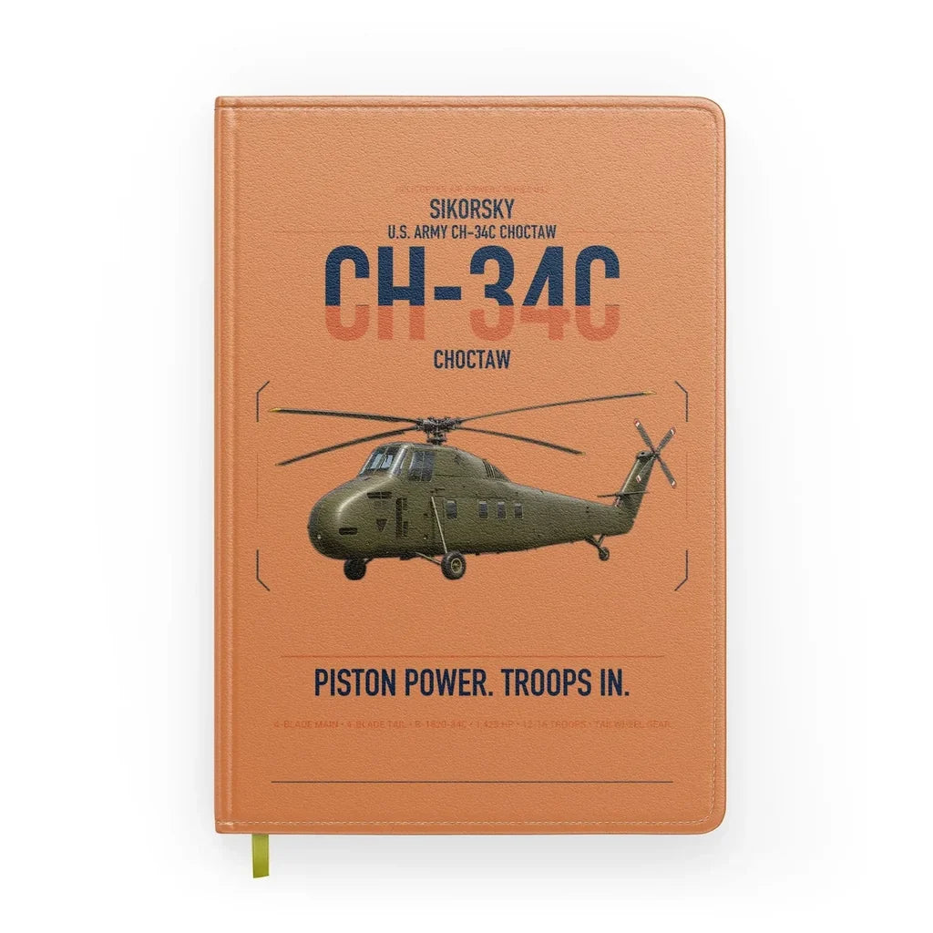 Sikorsky CH-34C Choctaw design on orange notebook