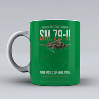Thumbnail for Savoia-Marchetti SM.79-II Sparviero design on green ceramic mug, double-side print