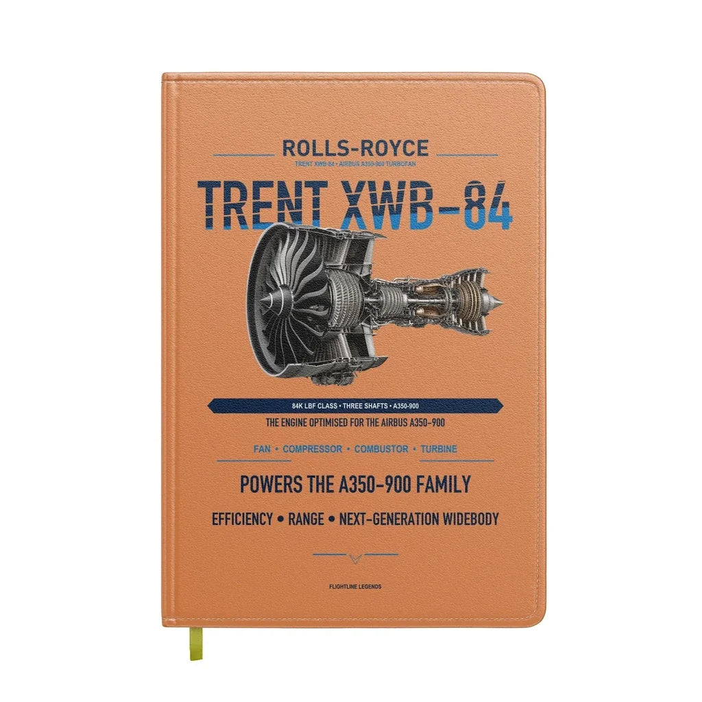 TRENT XWB-84 design on orange notebook