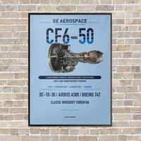 Thumbnail for CF6-50 vertical canvas print - framed - light blue background