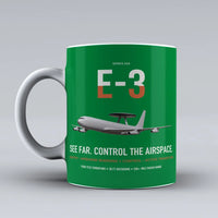 Thumbnail for E-3 Sentry AWACS design on green ceramic mug, double-side print
