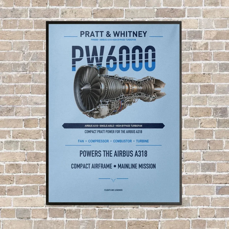 PW6000 vertical canvas print - framed - light blue background