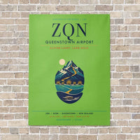 Thumbnail for Queenstown Airport ZQN vertical canvas print - no frame - light green background