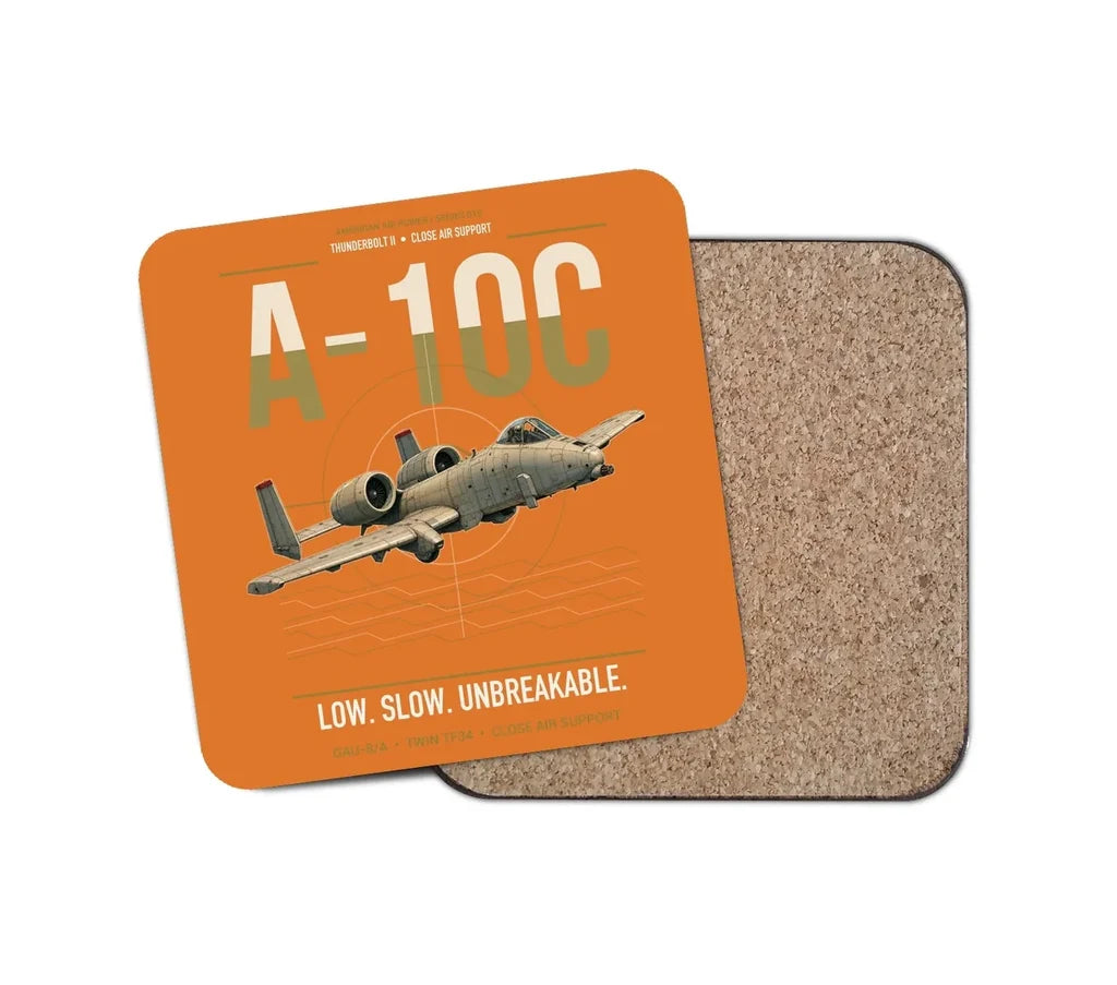 A-10C Thunderbolt II design on orange 1 piece coaster