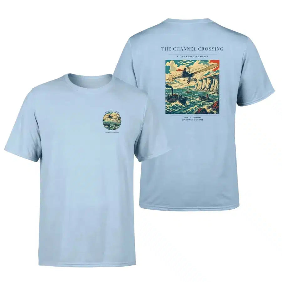 VINTAGE G4002 - The Channel Crossing - Double-Side T-Shirt design on lightblue double side t shirt