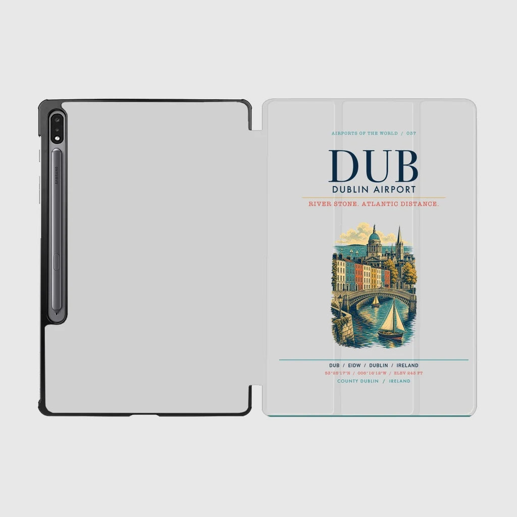 Dublin Airport (DUB) design on light gray samsung tablet tablet case