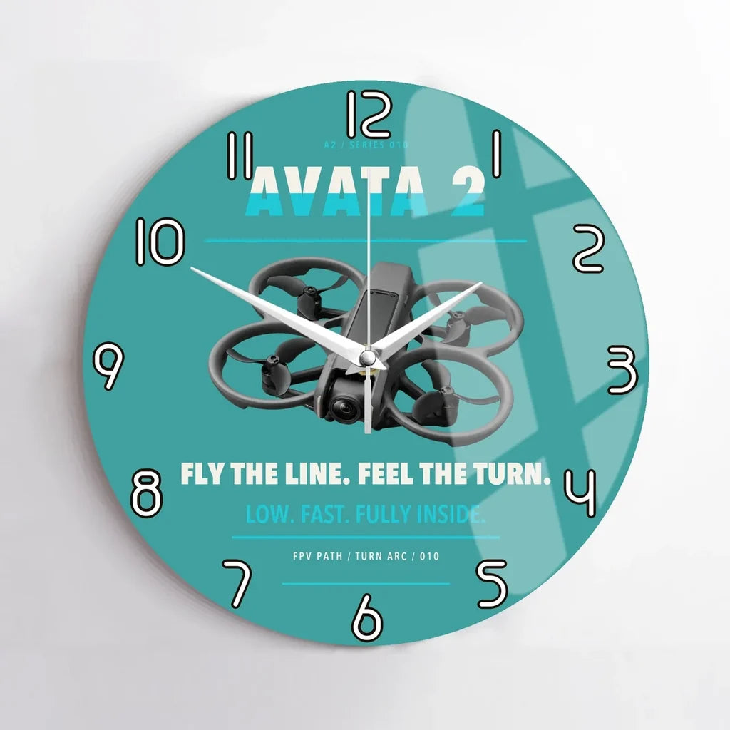 DJI Avata 2 design on turquoise no frame wall clock