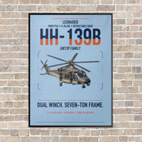 Thumbnail for Leonardo HH-139B vertical canvas print - framed - light blue background