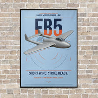 Thumbnail for de Havilland Vampire FB5 vertical canvas print - framed - light blue background