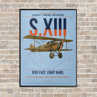 Thumbnail for SPAD S.XIII C.1 vertical canvas print - framed - light blue background