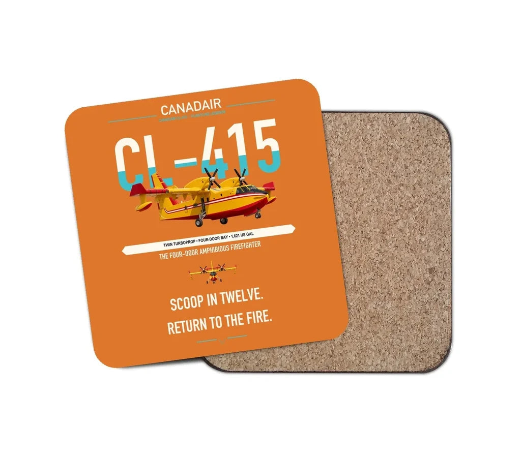 Canadair CL-415 design on orange 1 piece coaster