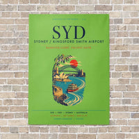 Thumbnail for Sydney Kingsford Smith Airport SYD vertical canvas print - no frame - light green background