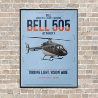 Thumbnail for Bell 505 Jet Ranger X vertical canvas print - framed - light blue background
