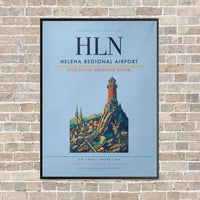 Thumbnail for Helena Regional Airport HLN vertical canvas print - framed - light blue background