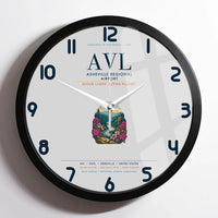Thumbnail for Asheville Regional Airport (AVL) design on light gray framed wall clock