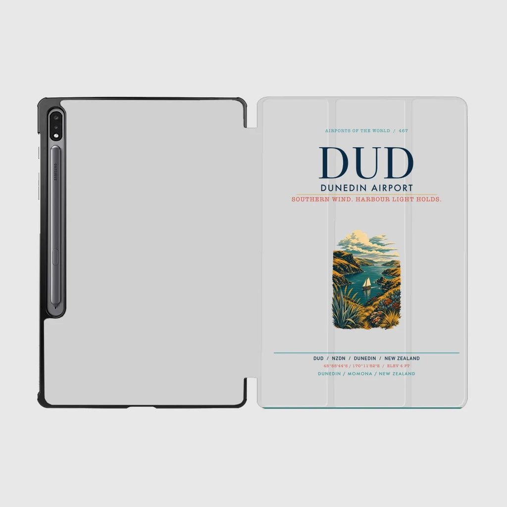 Dunedin Airport (DUD) design on light gray samsung tablet tablet case