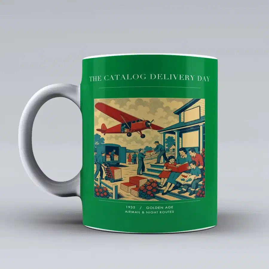 VINTAGE G4412 - The Catalog Delivery Day - Ceramic Mug design on green