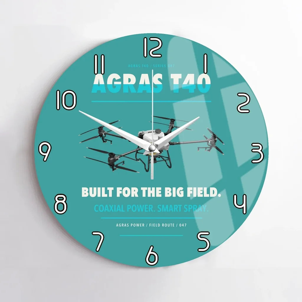 DJI Agras T40 design on turquoise no frame wall clock