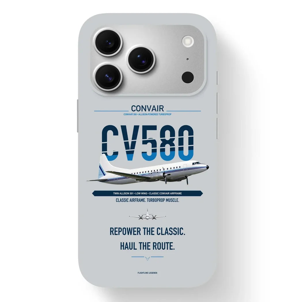 Convair 580 Case design on light gray iphone case