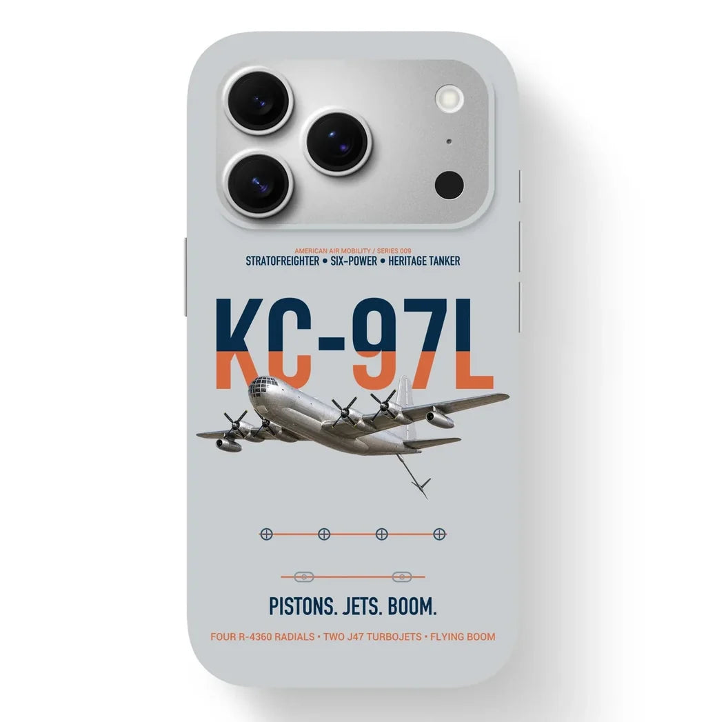 KC-97L STRATOFREIGHTER design on light gray magsafe iphone case, for iPhone 17 Pro