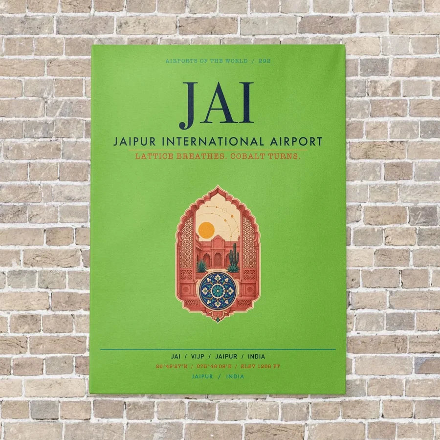 Jaipur International Airport JAI vertical canvas print - no frame - light green background