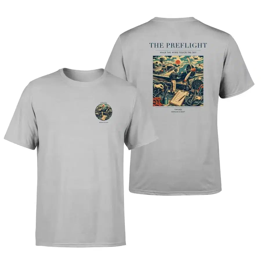VINTAGE G4138 - The Preflight - Double-Side T-Shirt design on lightgray double side