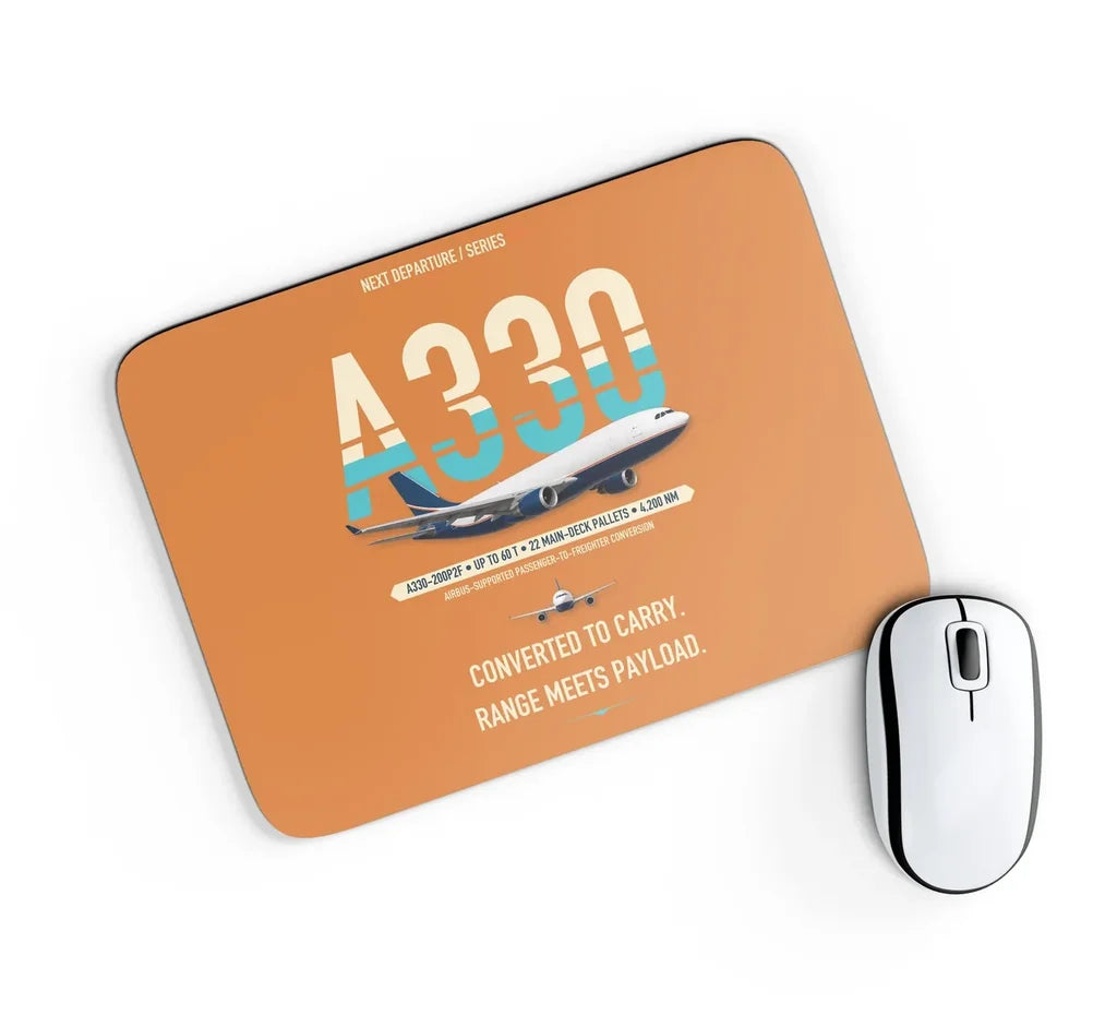 Airbus A330-200P2F design on orange rectangle mouse pad
