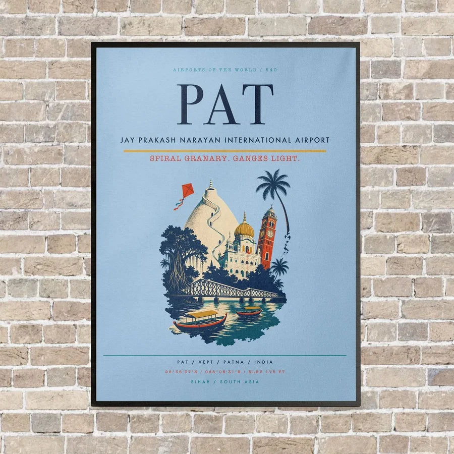 Jay Prakash Narayan International Airport PAT vertical canvas print - framed - light blue background
