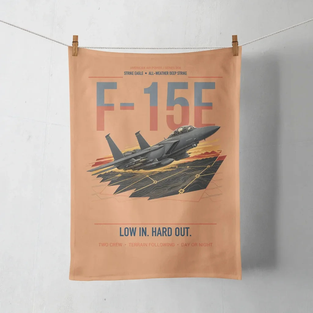 F-15E Strike Eagle design on orange towel