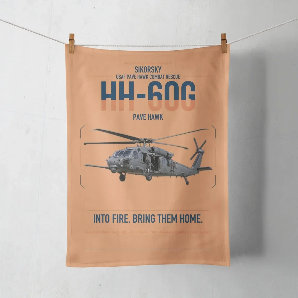 Sikorsky HH-60G Pave Hawk design on orange towel