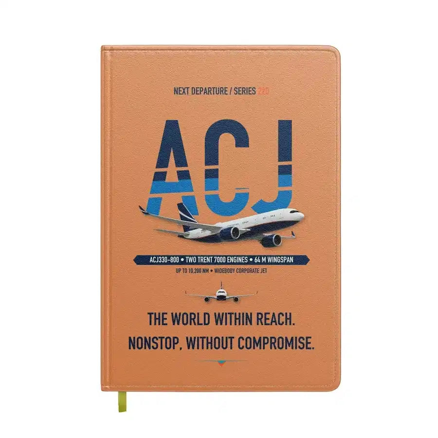 Airbus ACJ330neo / exact ACJ330-800 design on orange notebook