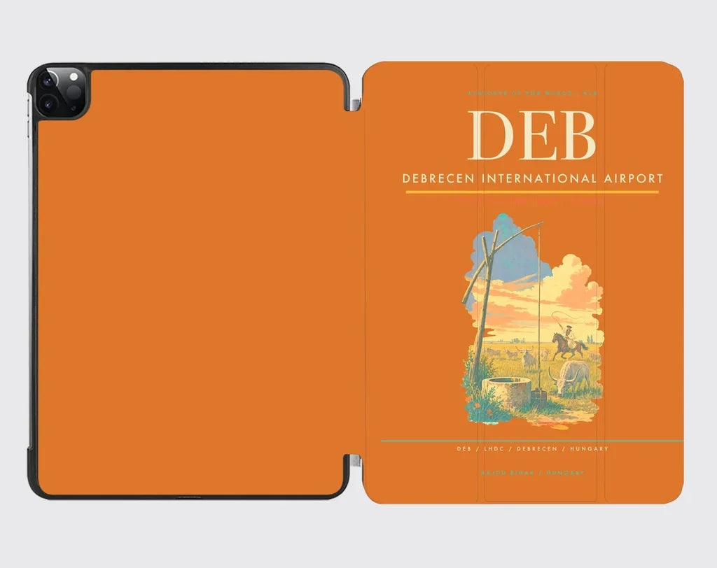 Debrecen International Airport (DEB) design on orange ipad tablet case