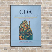 Thumbnail for Genoa Cristoforo Colombo Airport GOA vertical canvas print - framed - light blue background