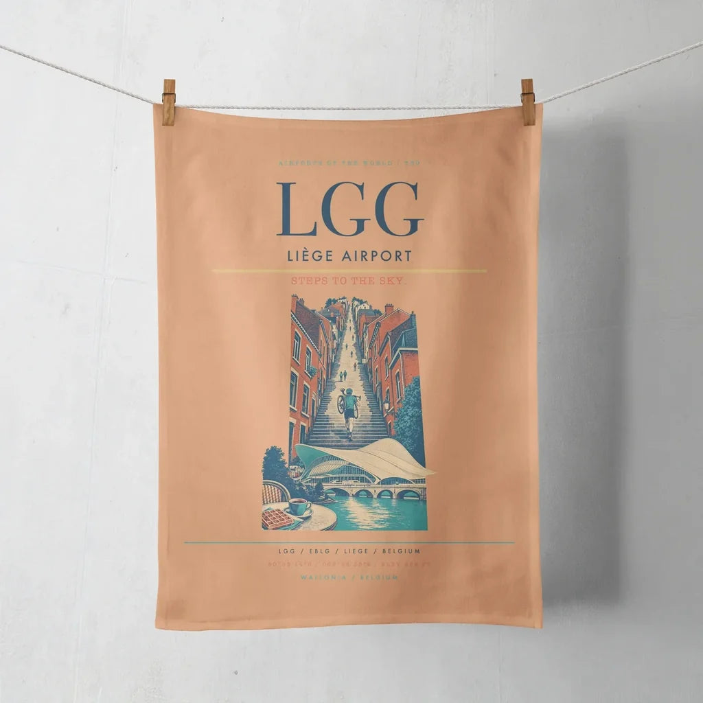 Liège Airport (LGG) design on orange towel