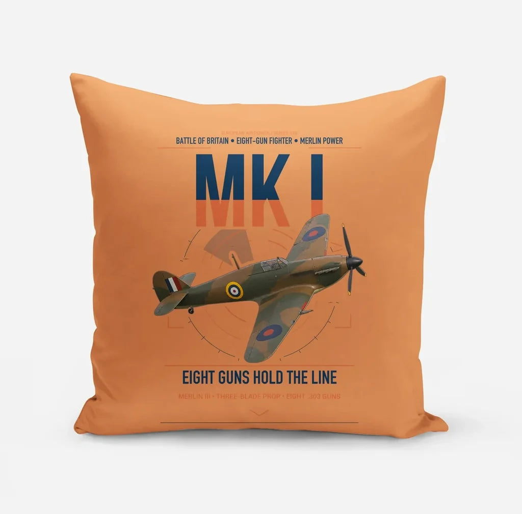 Hawker Hurricane Mk I design on orange pillow