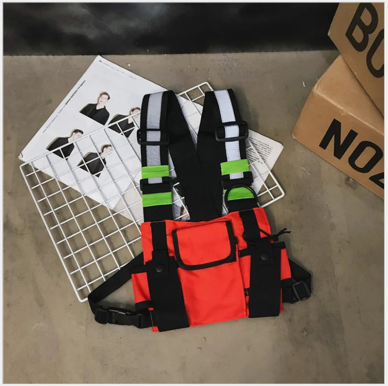 Cabin Crew Crossbody Chest Bag — Reflective Oxford Sling in red