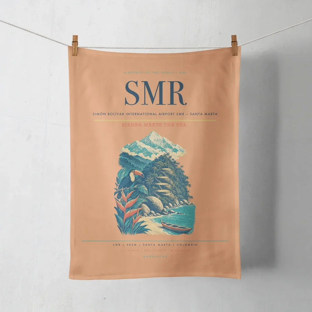 Simón Bolívar International Airport (SMR) design on orange towel