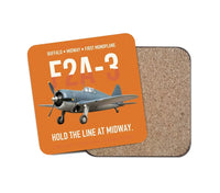 Thumbnail for F2A-3 Buffalo Hold the Line at Midway design on orange 1 piece coaster