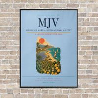 Thumbnail for Región de Murcia International Airport MJV vertical canvas print - framed - light blue background